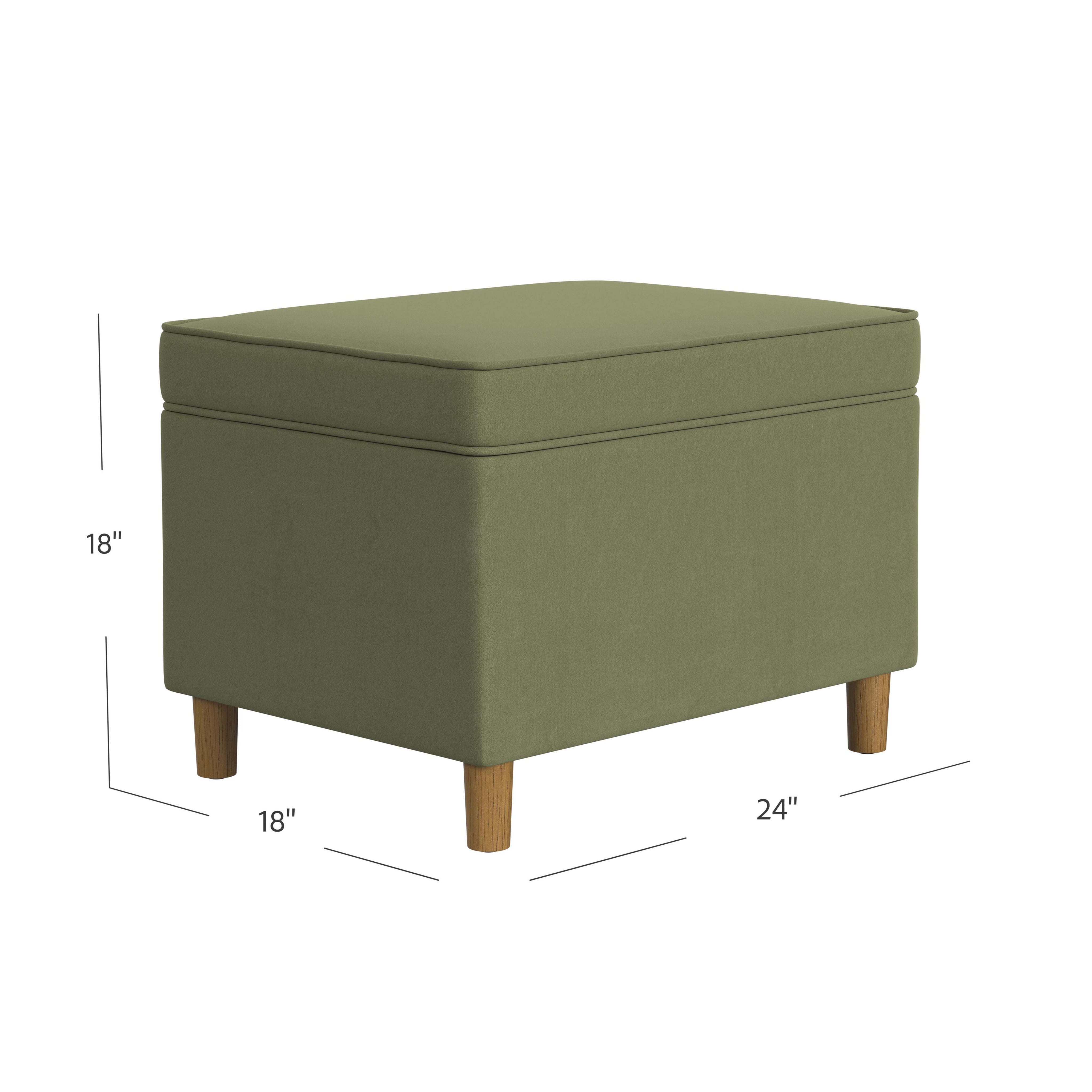 HomePop Dinah Storage Ottoman, Light Sage Green Velvet