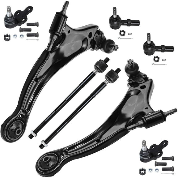 Detroit Axle - Front 8pc Suspension Kit for 1998-2004 Toyota Avalon, 99-03 Solara, 98-03 Sienna, 2 Lower Control Arms 4 Tie Rods 2 Lower Ball Joints 1998 1999 2000 2001 2002 2003 2004 Replacement