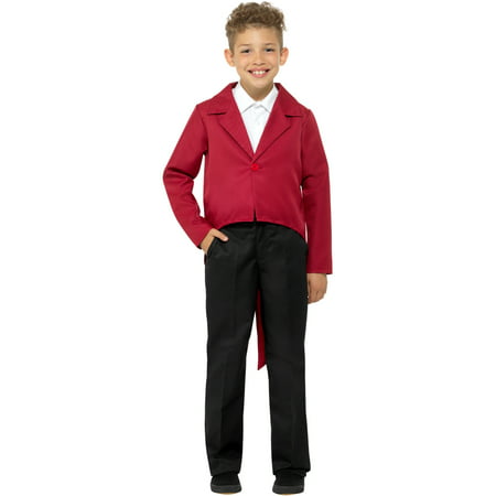 Childs Showman Magician Magic Act Red Tailcoat Jacket Costume Large 10-12