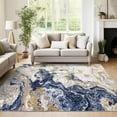 thumbnail image 3 of Modern Abstract Marble Print Area Rug 4' x 6'– Soft, Washable, Non-Slip & Non-Shedding(Navy Blue), 3 of 8