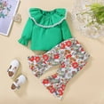 thumbnail image 2 of Odeerbi Baby Girls Clothes Toddler Outfit Autumn Winter Boys Cotton Crew Neck Long Sleeve 2024 Casual Print Trousers Set Green, 2 of 9