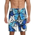 thumbnail image 2 of Picia Blue and White Butterflies Pajama Shorts for Men, Men's Pajama Bottoms, Sleepwear,Short Pajama Pants-X-Large, 2 of 9