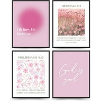 Aingg Preppy Coquette Room Decor, Dorm Pink Bow Wall Decor for Teen Girls Bedroom Dorm College Bathroom, Cute Posters for Room Aesthetic Unframed 4pcs