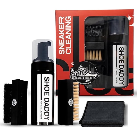 Shoe Daddy Premium Shoe Foam Cleaner Kit with Soft & Stiff Brushes & Microfiber Towel
