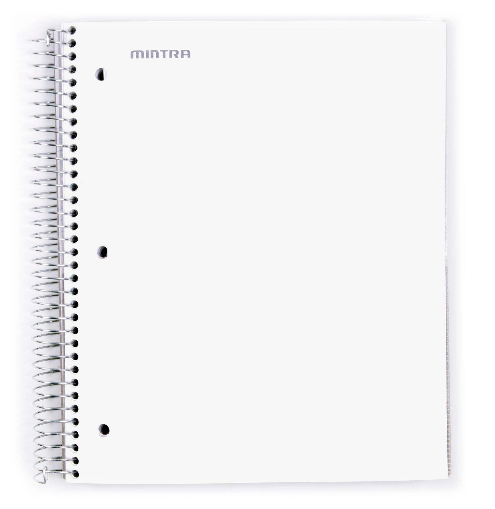 Mintra 5-Subject Spiral Notebook 200 Sheets College Ruled