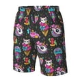 thumbnail image 5 of Naloa Rainbow Unicorn And Cat Icecream Men's Beach Shorts, Surfing shorts, Swim trunks, Quick Dry Swim Trunks for Surfing Beach Fun - Small, 5 of 9