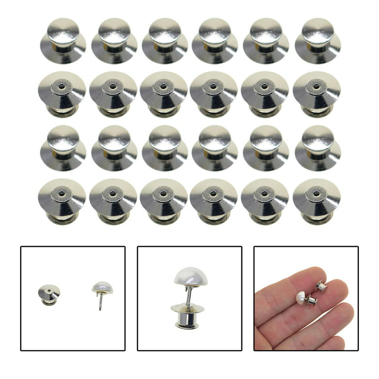 Abbraccia 24x Durable Metal Pin Backs Locking Pin Keepers Clasp Replacement Backings for Insignia, Brooch, Enamel Pins, Uniform Badges, Jewelry Accessories