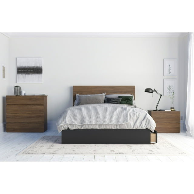 Nexera Ensemble de Chambre 4 Pcs avec Cadre de Lit, Marron, Full