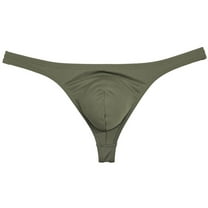 Botmois Mens Solid Nylon Enhance Pouch Jokstrap Bikin Thongs Underwear T-back Low-Waist Tangas Male Lingerie Swimwear G-String Dark Green Dark Army Green M