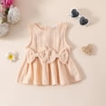 thumbnail image 4 of kpoplk Toddler Girl's 2 Piece Summer Outfits Floral Print Flutter Sleeve Peplum Top and Jean Shorts Sets(Beige,18-24 M), 4 of 9