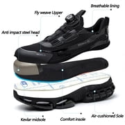 XQJ Steel Toe Shoes For Men Anti-Puncture Anti-Smash Work Boots Lightweight Work Safety Shoes Mens Air Cushion Work Sneakers Black Size 8 Comfortable Breathable