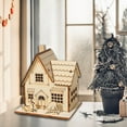 thumbnail image 3 of Naturegr Christmas Decoration Cute Deer Christmas Tree Church Log Cabin Craft Desktop Ornament Miniature LED Glowing Wooden Christ, 3 of 7