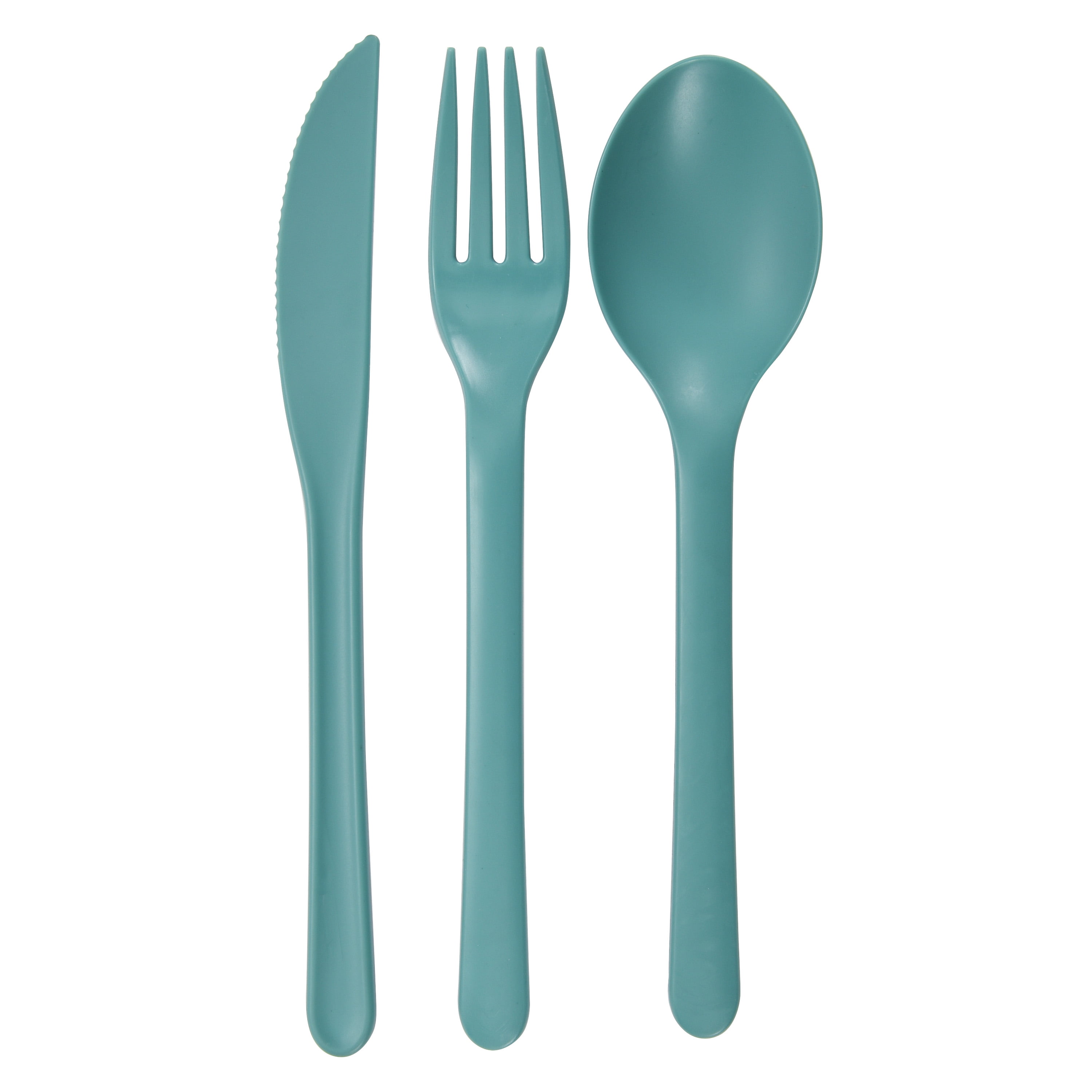 Mainstays Eco-Friendly Recycled Plastic 3-Piece Flatware Set, Aqua Slate