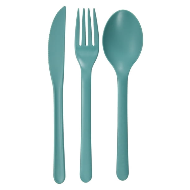Mainstays EcoFriendly Recycled Plastic 3Piece Flatware Set, Aqua