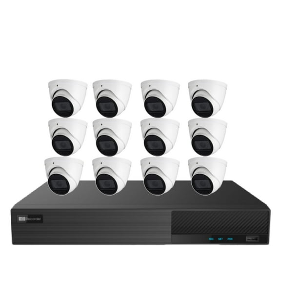 TitaniumKit16125-4TB 16CH 8MP(4K) Hybrid DVR with 12 x 5MP 4 in1 Outdoor IR Turret Cameras &4TB HDD