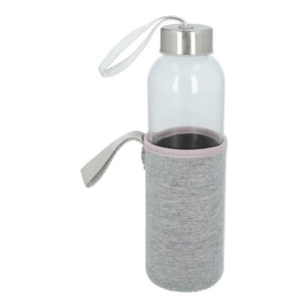 Cilindro de vidrio/Incluye funda removible capacidad de 500ml gris 6.5 x 22