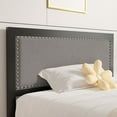 thumbnail image 6 of VECELO Twin Size Bed Frame Metal Platform Bed with Upholstered Headboard, No Box Spring Needed, Gray, 6 of 11