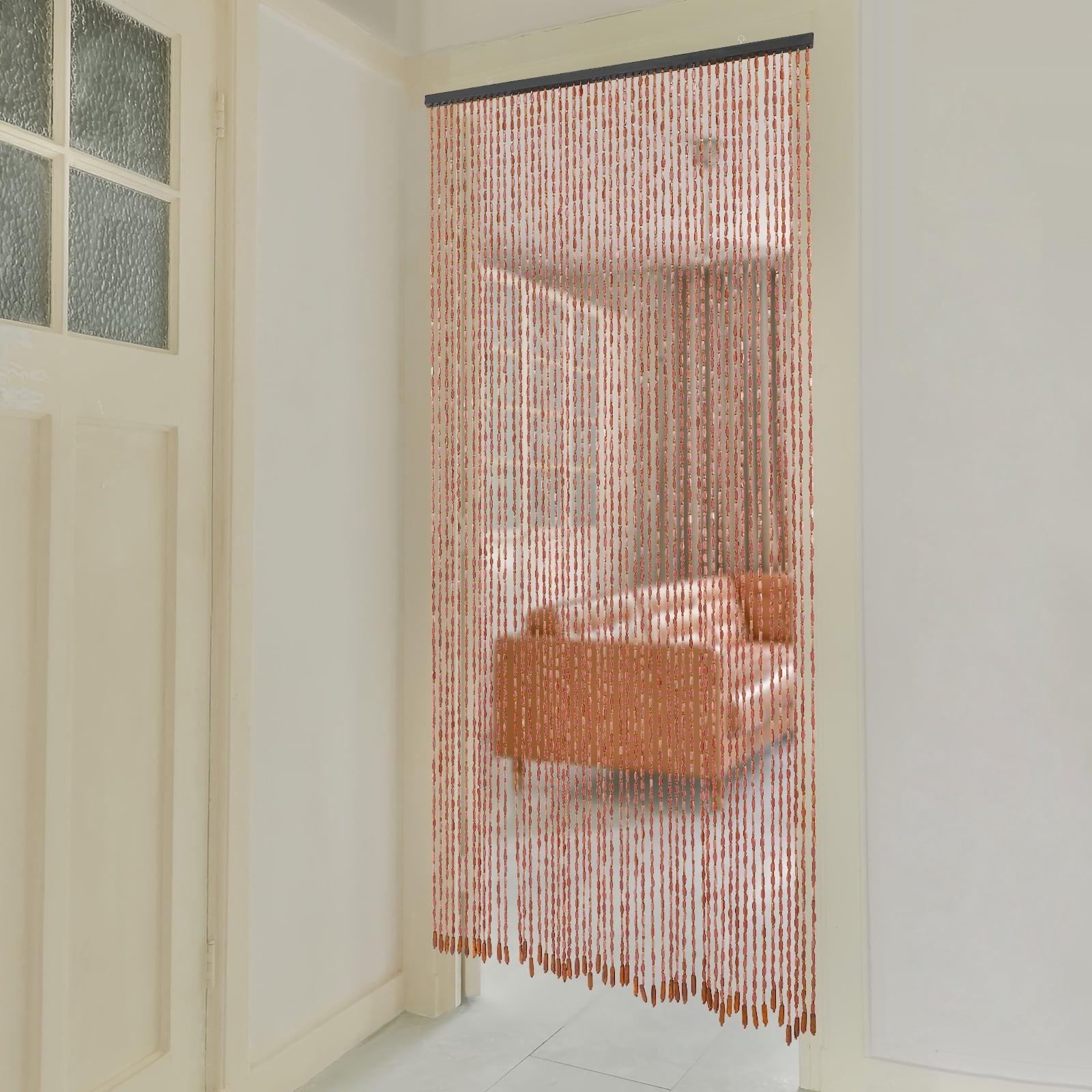 ChicHomey 52-String Bamboo Wood Door Curtain, Beaded Room Divider 200x90cm, for Home Doorways,Boho Rustic Vintage