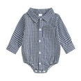 thumbnail image 3 of Generic Baby Plaid Romper Boys Girls Button Down Bodysuit Long Sleeve Lapel Neck Tops Festival Clothes for 0-18 Months, 3 of 3