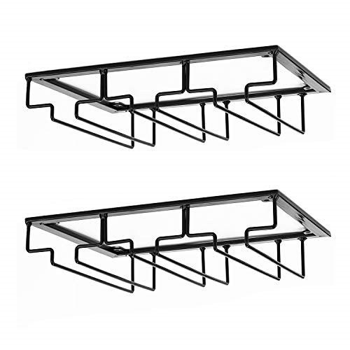 Wine Glass Rack Under Cabinet Stemware Wine Glass Holder Glasses Storage Hanger Metal Organizer for Bar Kitchen Black Wine Glass Rack Under Cabinet Stemware Wine Glass Holder Glasses Storage Hanger Metal Organizer for Bar Kitchen Black