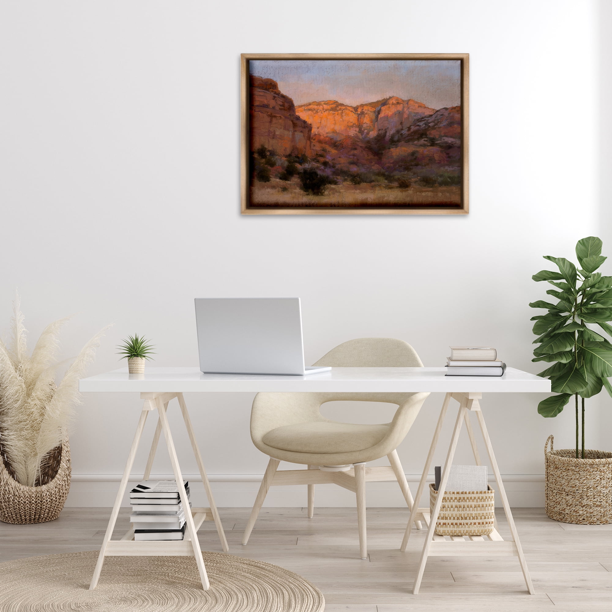 Stupell Industries Canyon Cliffs Landscape Landscape & Nature Painting Brown Floater Framed Canvas Art Print Wall Art, 31 x 21