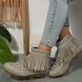 thumbnail image 5 of SEMPAI Women's Casual Outdoor Flat Bottomed Tassel Boots Ladies' Flat Shoes Beige US Size:5.5, 5 of 7