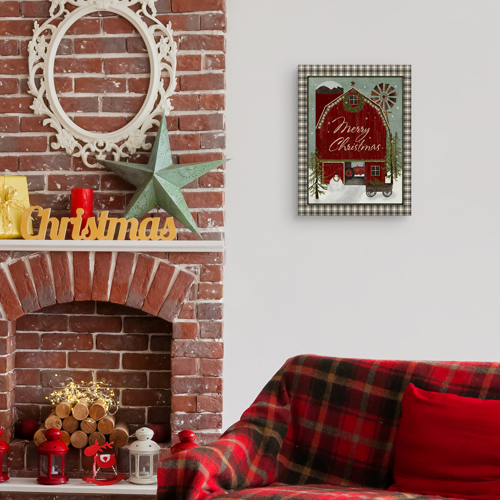 Christmas Farm Barn By Beth Albert Canvas Art Print