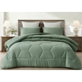 thumbnail image 2 of Chezmoi Collection Vero Sage Green Comforter Set Twin Size 3-Piece Fluffy Soft Lightweight Bedding Honeycomb Geometric Stone-Washed Microfiber Comforter Set for All Season, 2 of 8