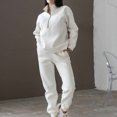 thumbnail image 4 of Dengjunhu Women's 2 Piece Autumn Outfits Sweatsuit Casual Loose Warm Stand Collar Elastic Waist Lady Autumn Tracksuit Set, 4 of 8