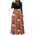 thumbnail image 1 of Vestido largo hasta los tobillos con cuello redondo y manga larga con estampado navideño de talla grande para mujer Fridja  yut2689, 1 of 6
