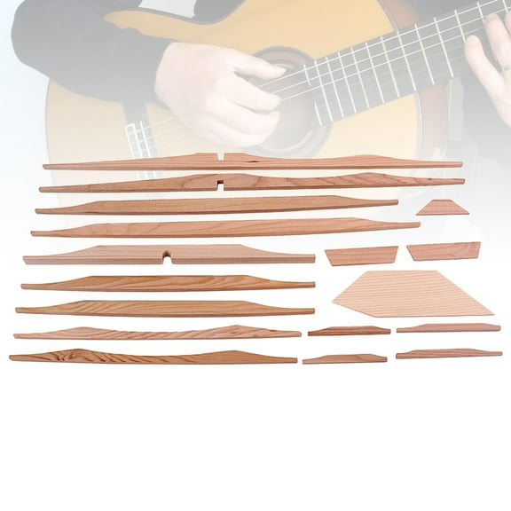 ORDDIART 17Pcs Light Brown Spruce Brace Wood Kit for Acoustic Guitar Luthier DIY Accessories 46.5x0.7x0.1In