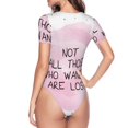 thumbnail image 4 of Daiia Not All Those Who Wander Are Lost print Women's Crew Neck Short Sleeve Bodysuit Fashion Tops Fit Casual Basic Extender Bodysuit-Small, 4 of 9
