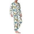 thumbnail image 2 of Honeii Watercolor Leaves Pattern Mens Pajamas Set,2pcs Men's Lounge Long Sleeve Sleep Shirt and Pajama Bottoms Sleepwear Set,Mens Pjs Sets-XX-Large, 2 of 7