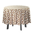 thumbnail image 1 of Vargottam Indoor/OutdoorRoundTablecloth 58 InchRoundTablecloth Waterproof PatioTableCloths,Spring/SummerTableCovers For Backyard CircularTable/Bbqs/Picnic -White & Brown, 1 of 8