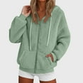 thumbnail image 2 of adviicd Womens Fleece Jacket Fall Winter Full Zip Sherpa Coat with Hood Winter Outfits (Light Green, M), 2 of 5