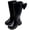 2Black, variant on Girls Mid Calf Riding Boots Kids Child Zip up Bow Princess Booties Plush Warm Chunky Long Boots