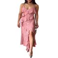 thumbnail image 1 of Femmes Été Robe Volantée Floral Jacquard V Robe de Soirée Sans Manches pour Cocktail S / M / L / XL / XXL, 1 of 9
