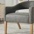 thumbnail image 6 of Accent Chair, PU Leather Upholstered Armchair, PAPROOS Barrel Open Back Reading Armchair, Modern Accent Chair with Weathered Solid Wood Legs for Living Room Bedroom, Club, Gray, 6 of 8