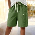 thumbnail image 6 of Evdexr Cargo Shorts Women Drawstring Knee Length Bermuda Shorts Summer Wide Leg Work Shorts Lightweight Elastic Waist Casual Short with Multi Pockets Army Green M, 6 of 7