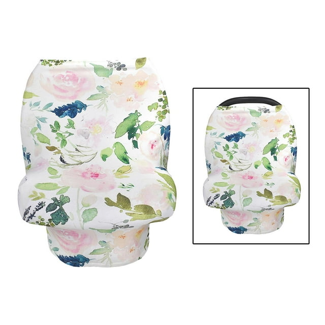 Cubierta de dosel para asiento de automóvil transpirable, elásticas de protección para asiento de automóvil para bebé, para lactancia ma - Flor 1