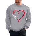 thumbnail image 2 of QUNYINEY Valentine's Day Men's Sweatshirts Gray Crew Neck Casual Long Sleeve Tops Love Heart Loose Drop Shoulder Pullover Sweatshirt, 2 of 6