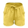 thumbnail image 4 of Comdrip Linen Drawstring Pants Women, Women's Fashion Casual High Waist Pants Straight Leg Sports Casual Loose Shorts Summer Shorts for Women Yellow Xl, 4 of 9
