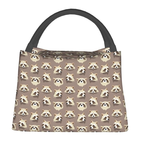 Fotbe Raccoon Bolsa Térmica Portátil con Estampado, Bolsa de Entrega de Alimentos Aislada, Bolsa Reutilizable de Gran Capacidad para Comidas y Supermercado