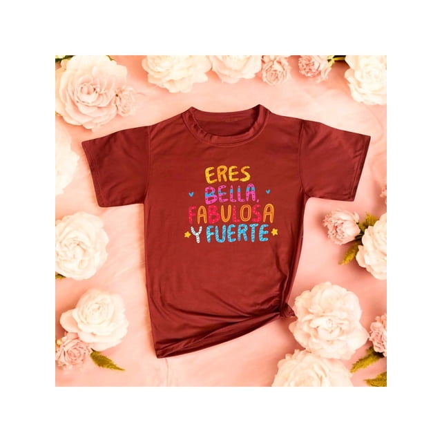 Playera Blusa Mujer con Frase Positiva Eres Bella Fabulosa y Fuerte Moda Casual Inspiradora Color Shedron Talla Extra Grande Marca Emil SaEs