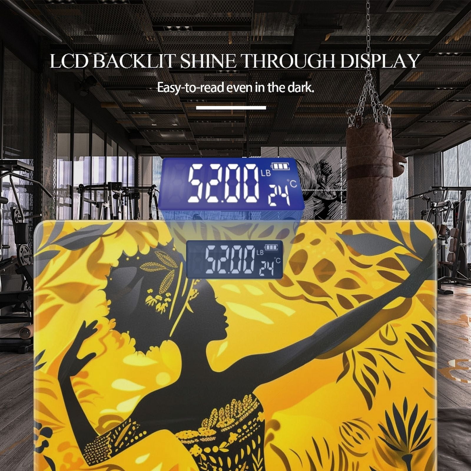 Bathroom Scale, Highly Accurate Digital Body Scale,Precisely Measures Weight up to 400 lbs-Black Woman Ballerina In The Style Of Art