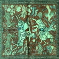 thumbnail image 1 of Ahgly Company Machine Washable Indoor Square Animal Turquoise Blue Traditional Area Rugs, 8' Square, 1 of 4