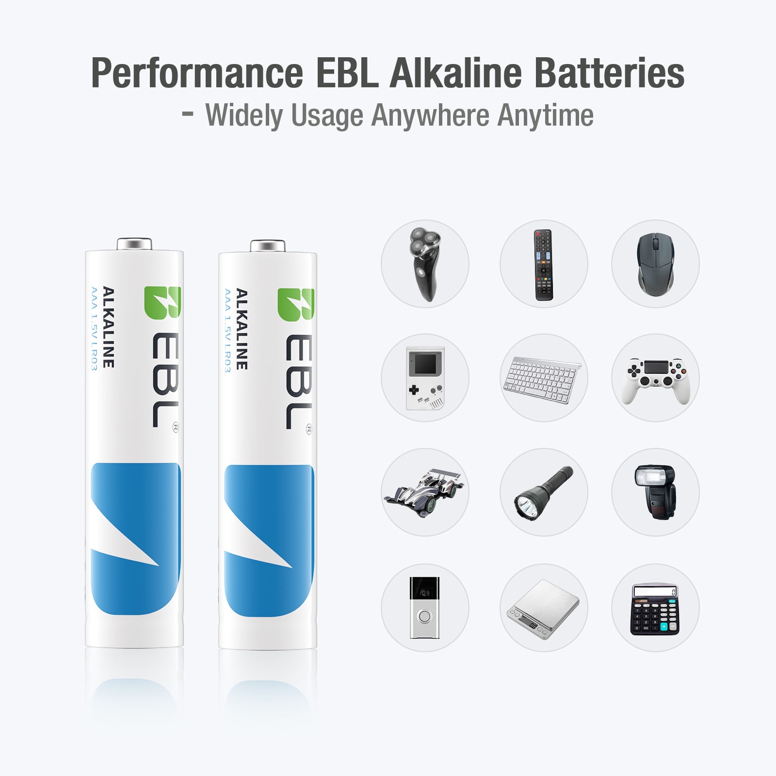 EBL AAA Batteries 40 Pack, 1.5V Long Lasting Triple A Alkaline Batteries, Ultra High-Capacity, Zero Leak, 10-Year Shelf Life Non-Rechargeable for Household and Business