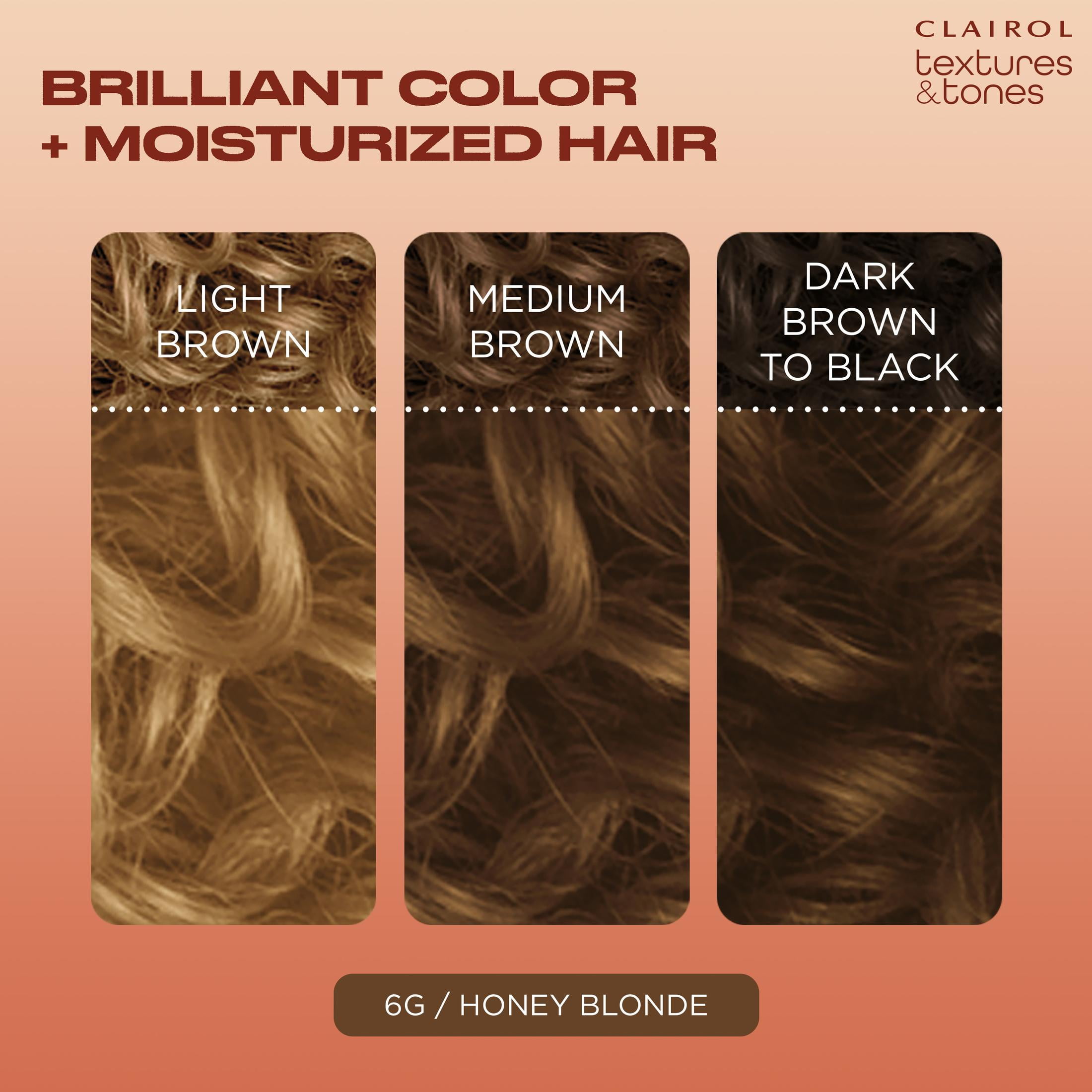 (2 pack) Clairol Textures & Tones Hair Dye Ammonia-Free Permanent Hair Color Creme, 6G Honey Blonde, 1 Application