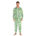 thumbnail image 3 of FORMRS Onesies Pajama for Adults Unisex Hoodie Winter Jumpsuit One Piece Sleepwear, Sizes S-2XL, Green Dot Triangles Pattern, 3 of 7