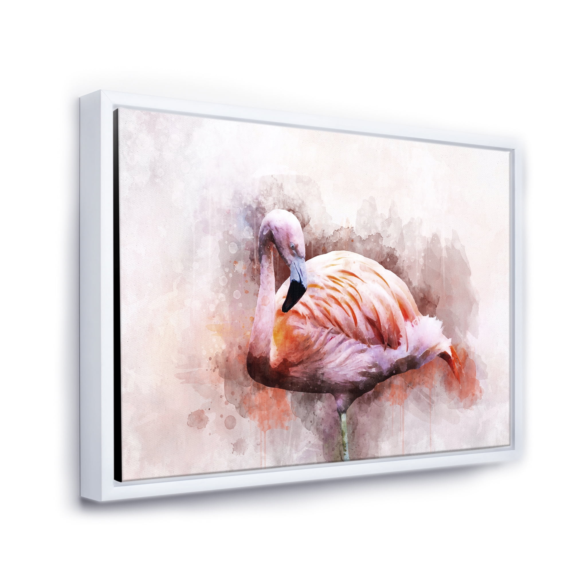 Designart 'Abstract Portrait of Pink Flamingo III' Farmhouse Framed Canvas Wall Art Print